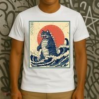 Catzilla Cat Japanese Art Funny Cat T-Shirt thumb 3