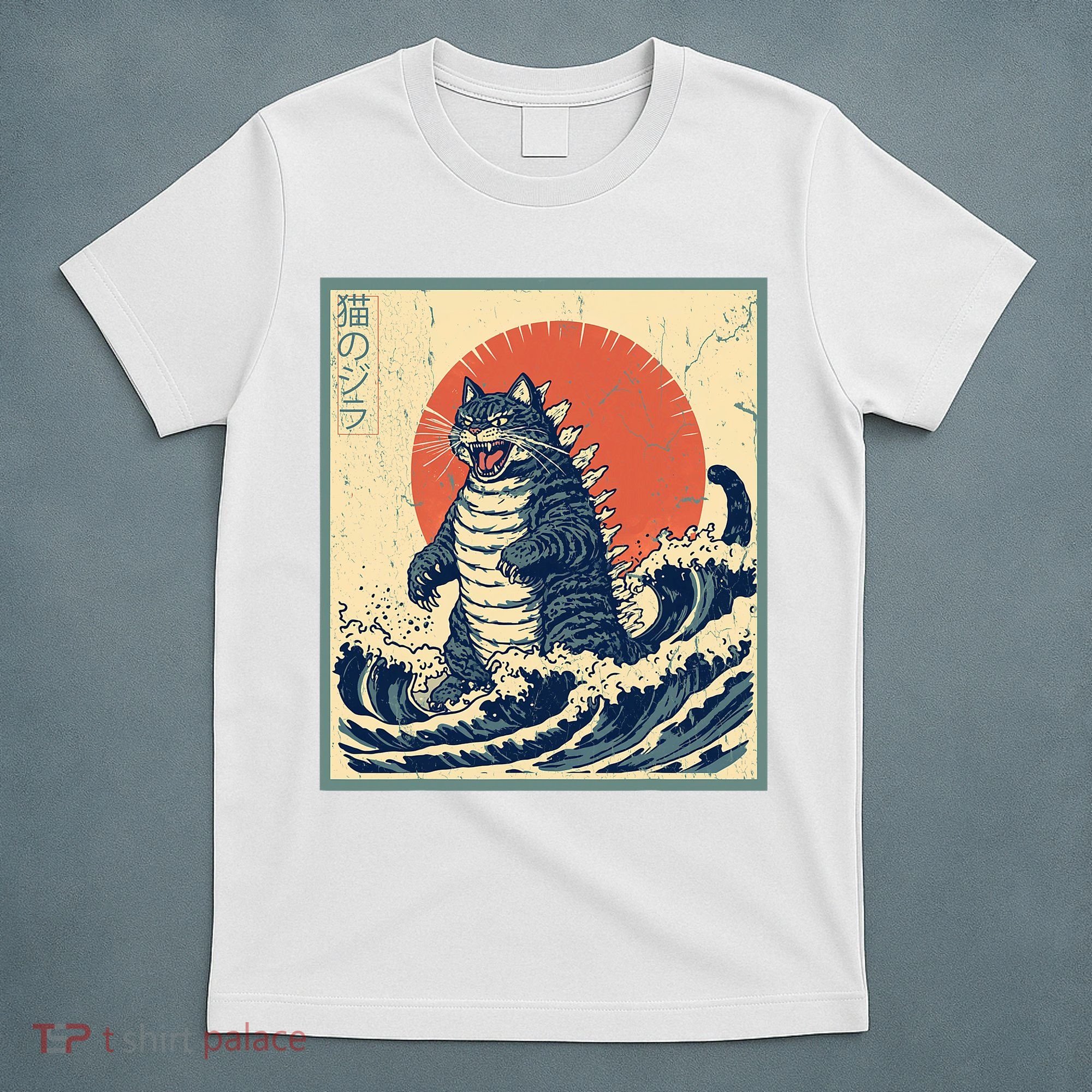 Catzilla Cat Japanese Art Funny Cat T-Shirt