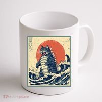 Catzilla Cat Japanese Art Funny Cat Coffee Mug thumb 1