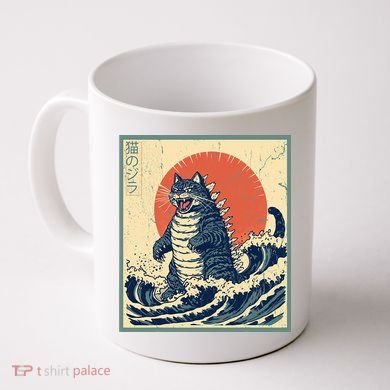 Catzilla Cat Japanese Art Funny Cat Coffee Mug