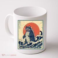 Catzilla Cat Japanese Art Funny Cat Coffee Mug thumb 0
