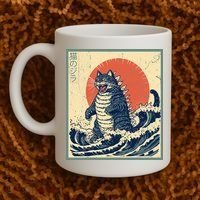 Catzilla Cat Japanese Art Funny Cat Coffee Mug thumb 2