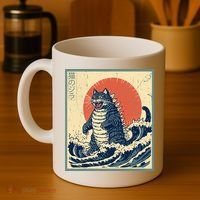 Catzilla Cat Japanese Art Funny Cat Coffee Mug thumb 4
