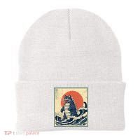 Catzilla Cat Japanese Art Funny Cat Beanie thumb 0