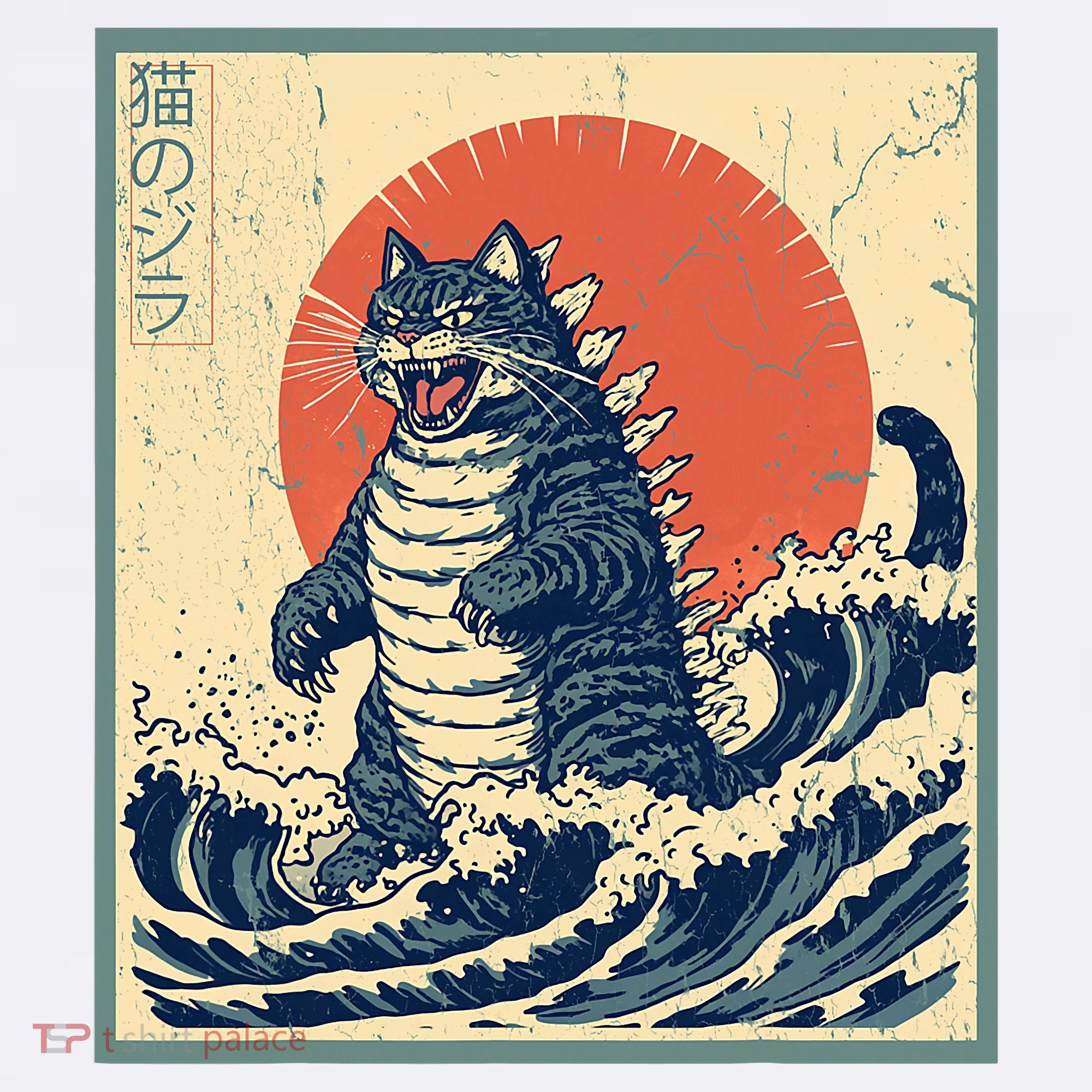 Catzilla Cat Japanese Art Funny Cat Women's Hoodie