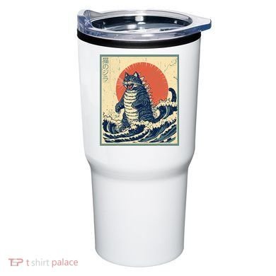 Catzilla Cat Japanese Art Funny Cat Tumbler