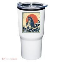 Catzilla Cat Japanese Art Funny Cat Tumbler thumb 0