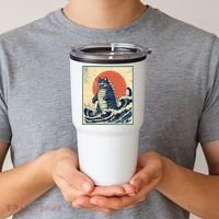 Catzilla Cat Japanese Art Funny Cat Tumbler thumb 2