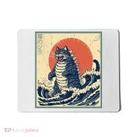 Catzilla Cat Japanese Art Funny Cat Mousepad thumb 0