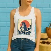 Catzilla Cat Japanese Art Funny Cat Women's Tank Top thumb 2