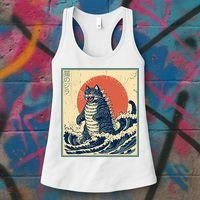 Catzilla Cat Japanese Art Funny Cat Women's Tank Top thumb 3