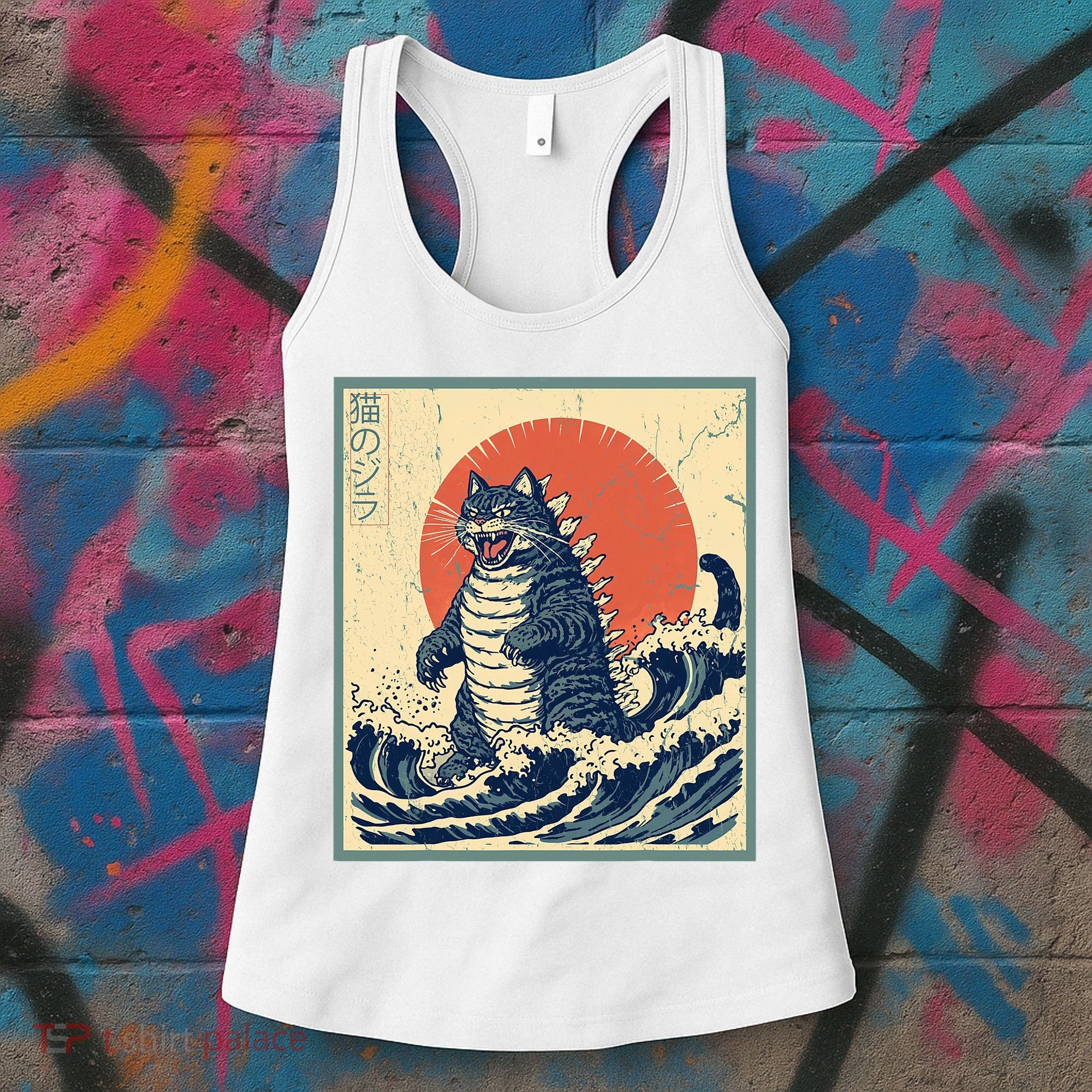 Catzilla Cat Japanese Art Funny Cat Women's Tank Top