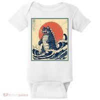 Catzilla Cat Japanese Art Funny Cat Baby Bodysuit thumb 0