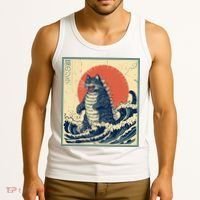 Catzilla Cat Japanese Art Funny Cat Tank Top thumb 3