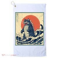 Catzilla Cat Japanese Art Funny Cat Golf Towel thumb 0