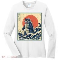 Catzilla Cat Japanese Art Funny Cat Women's Long Sleeve Shirt thumb 0
