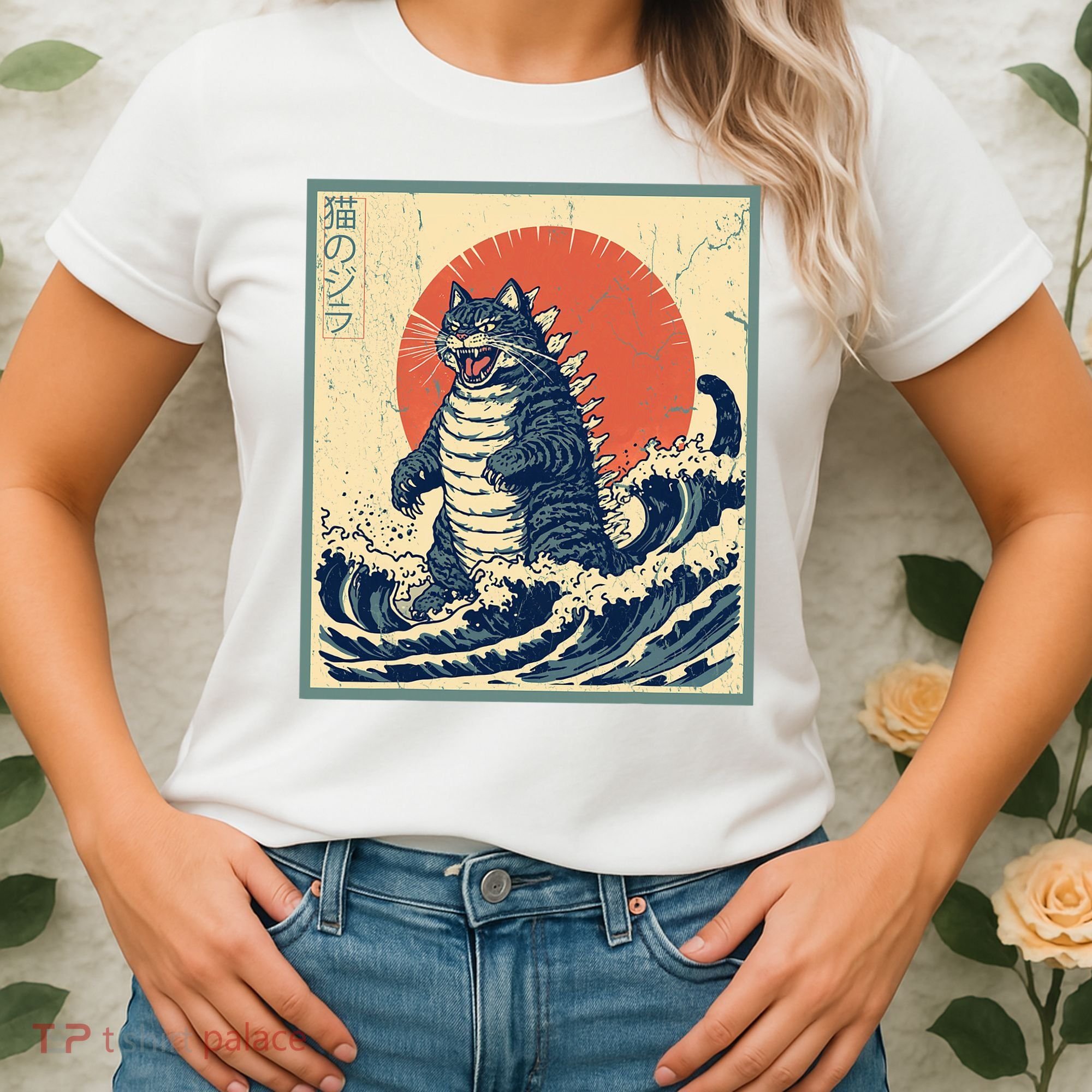 Catzilla Cat Japanese Art Funny Cat Women's T-Shirt