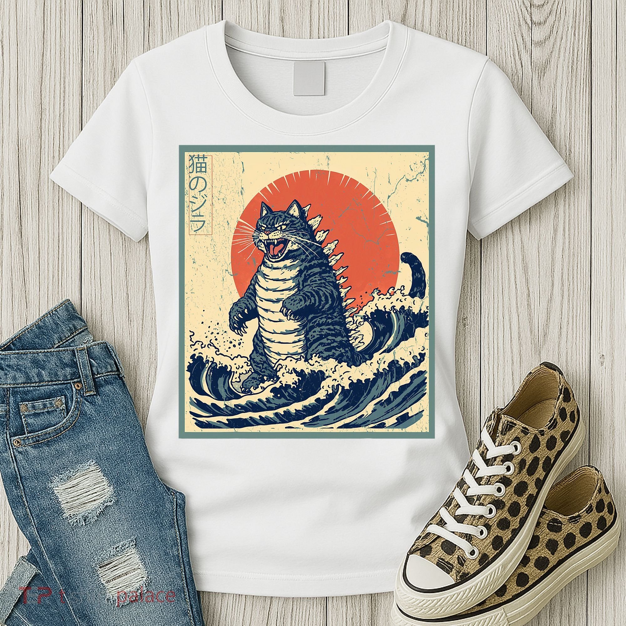 Catzilla Cat Japanese Art Funny Cat Women's T-Shirt
