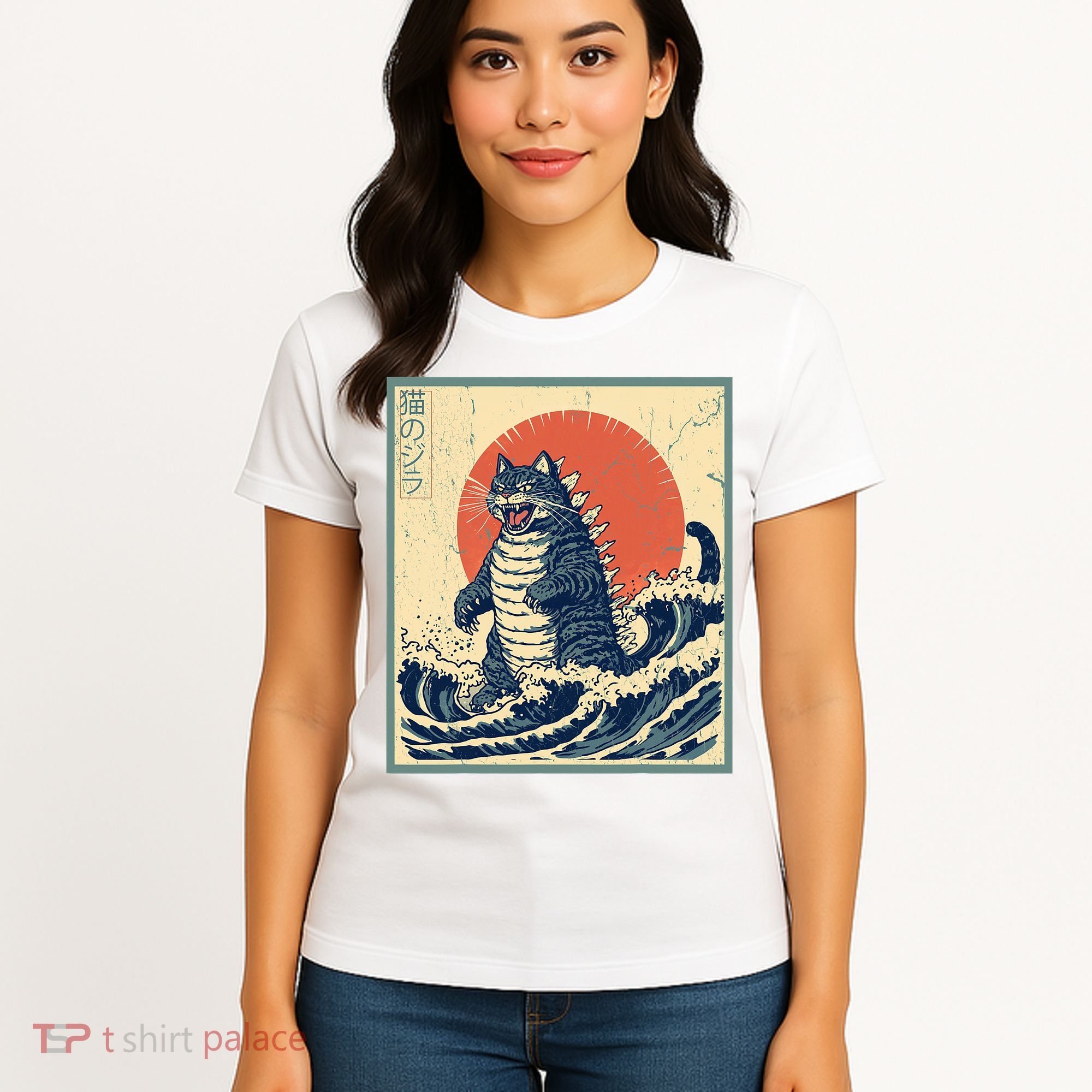 Catzilla Cat Japanese Art Funny Cat Women's T-Shirt