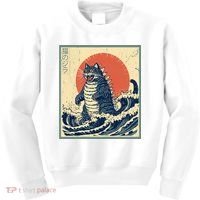 Catzilla Cat Japanese Art Funny Cat Kids Sweatshirt thumb 0