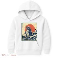 Catzilla Cat Japanese Art Funny Cat Kids Hoodie thumb 0