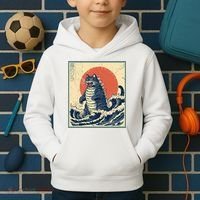 Catzilla Cat Japanese Art Funny Cat Kids Hoodie thumb 2