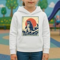 Catzilla Cat Japanese Art Funny Cat Kids Hoodie thumb 3