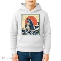 Catzilla Cat Japanese Art Funny Cat Kids Hoodie thumb 4