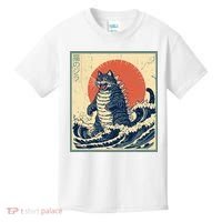 Catzilla Cat Japanese Art Funny Cat Kids T-Shirt thumb 0