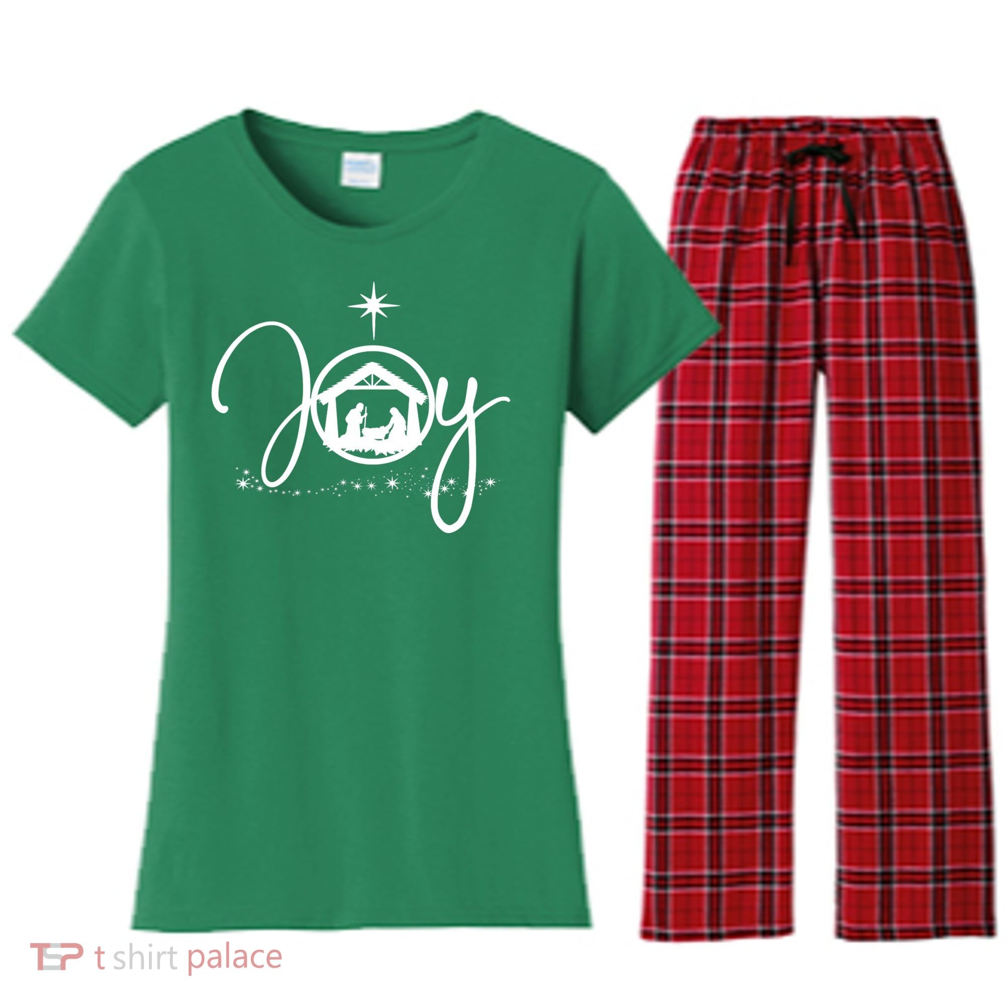 Christian Christmas Joy Jesus Nativity Scene Faith Women's Flannel Pajama Set