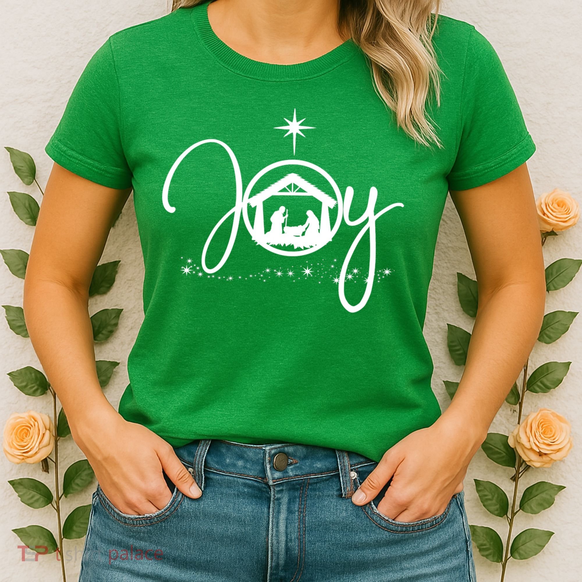 Christian Christmas Joy Jesus Nativity Scene Faith Women's T-Shirt
