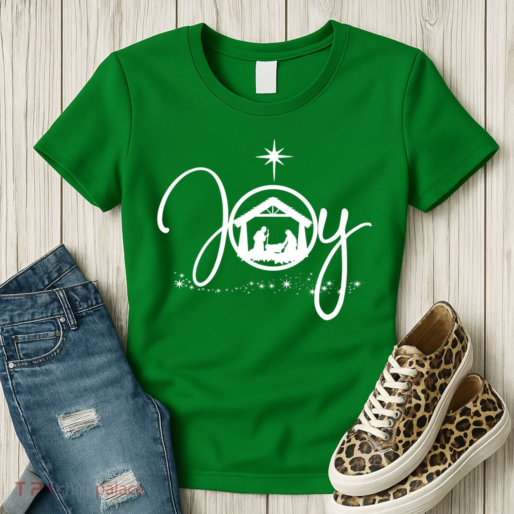 Christian Christmas Joy Jesus Nativity Scene Faith Women's T-Shirt