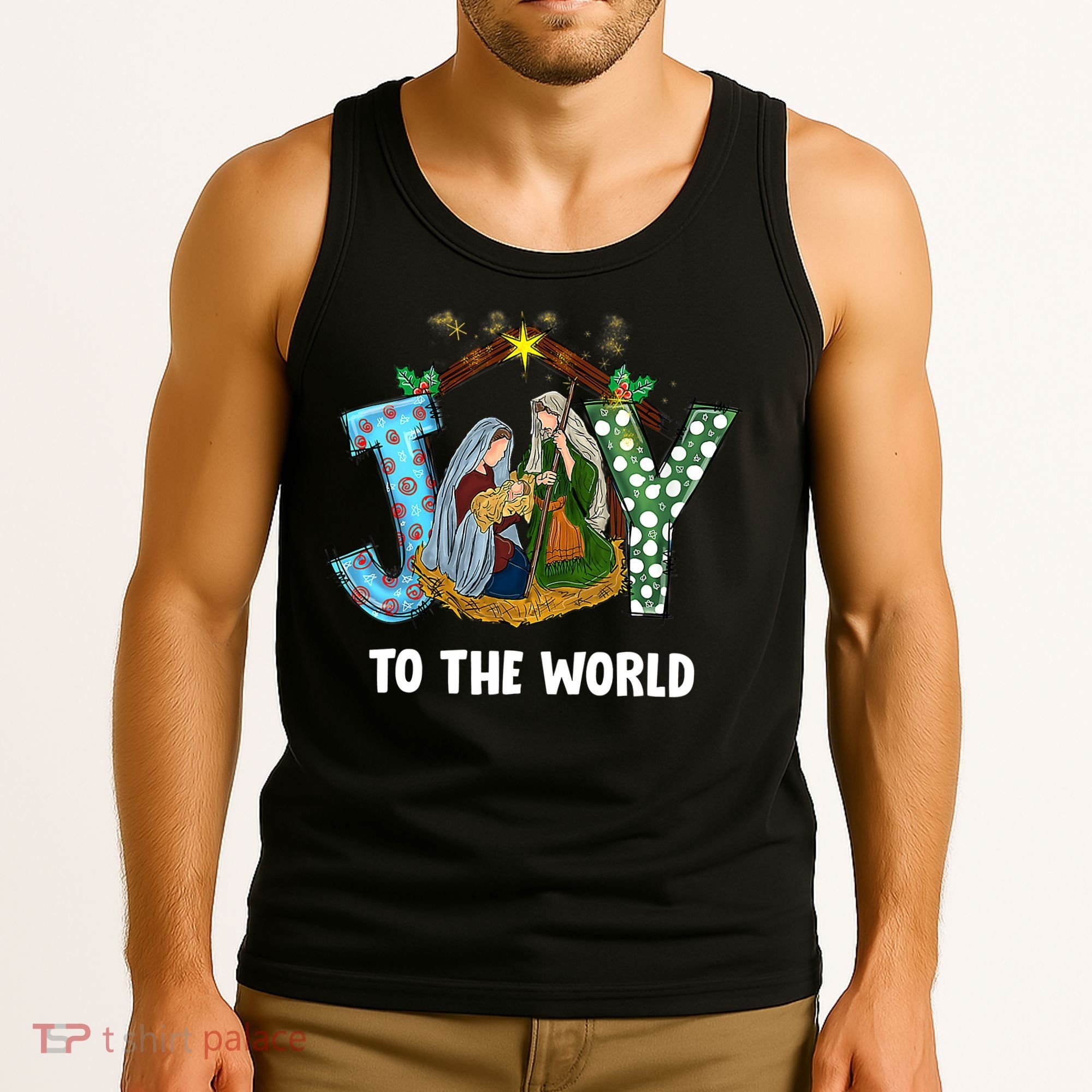 Christian Christmas Joy Jesus Nativity Scene Faith Gift Tank Top