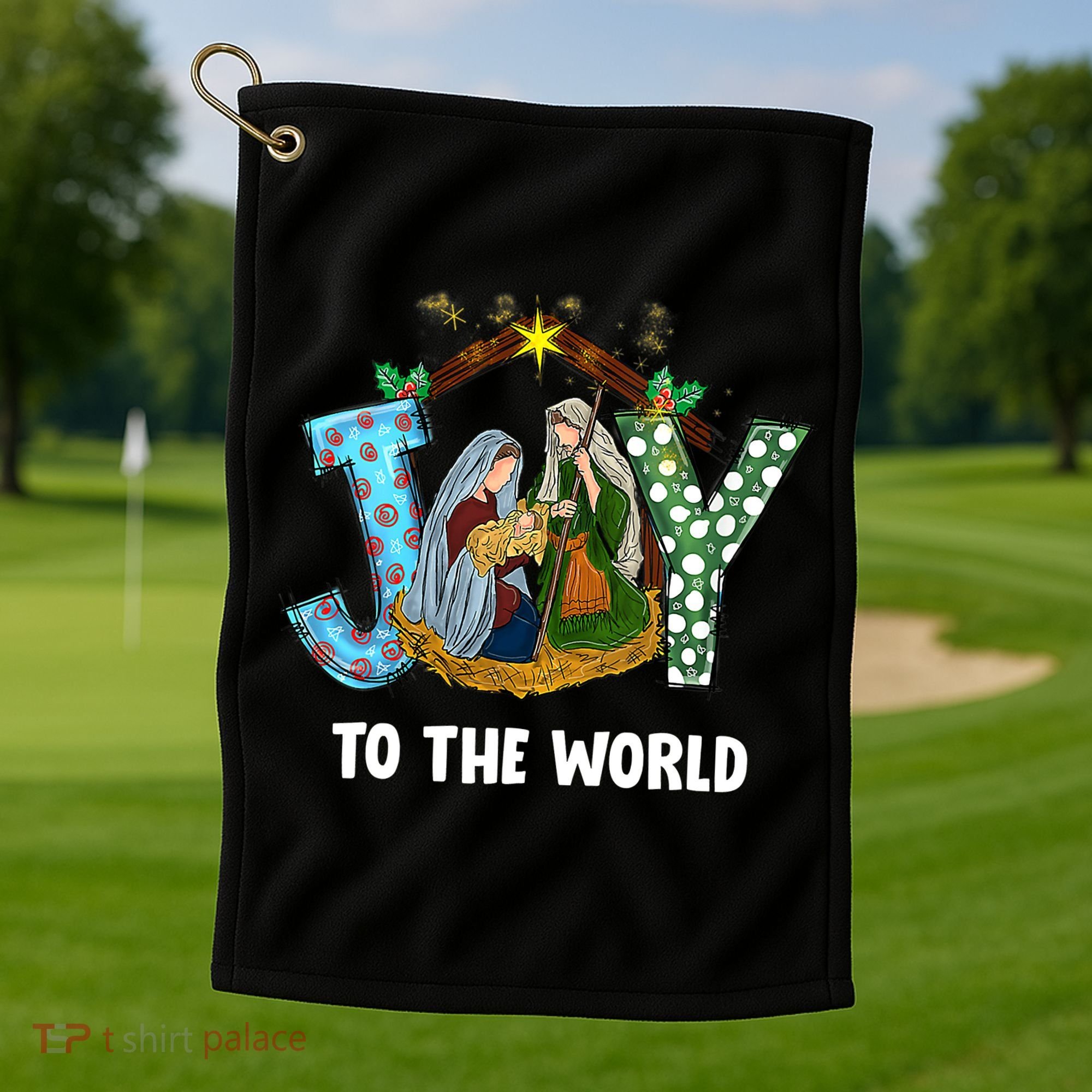 Christian Christmas Joy Jesus Nativity Scene Faith Gift Golf Towel