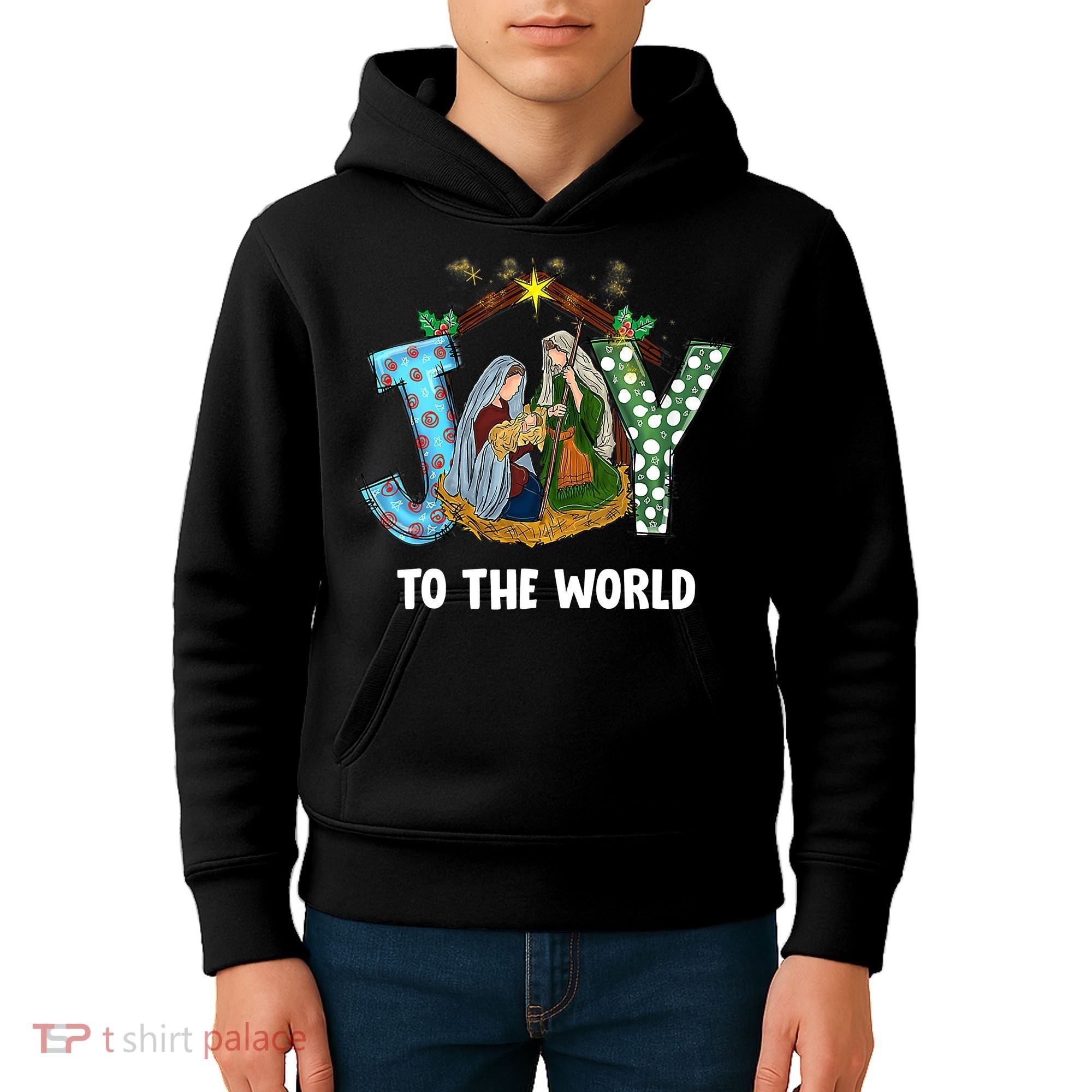 Christian Christmas Joy Jesus Nativity Scene Faith Gift Kids Hoodie