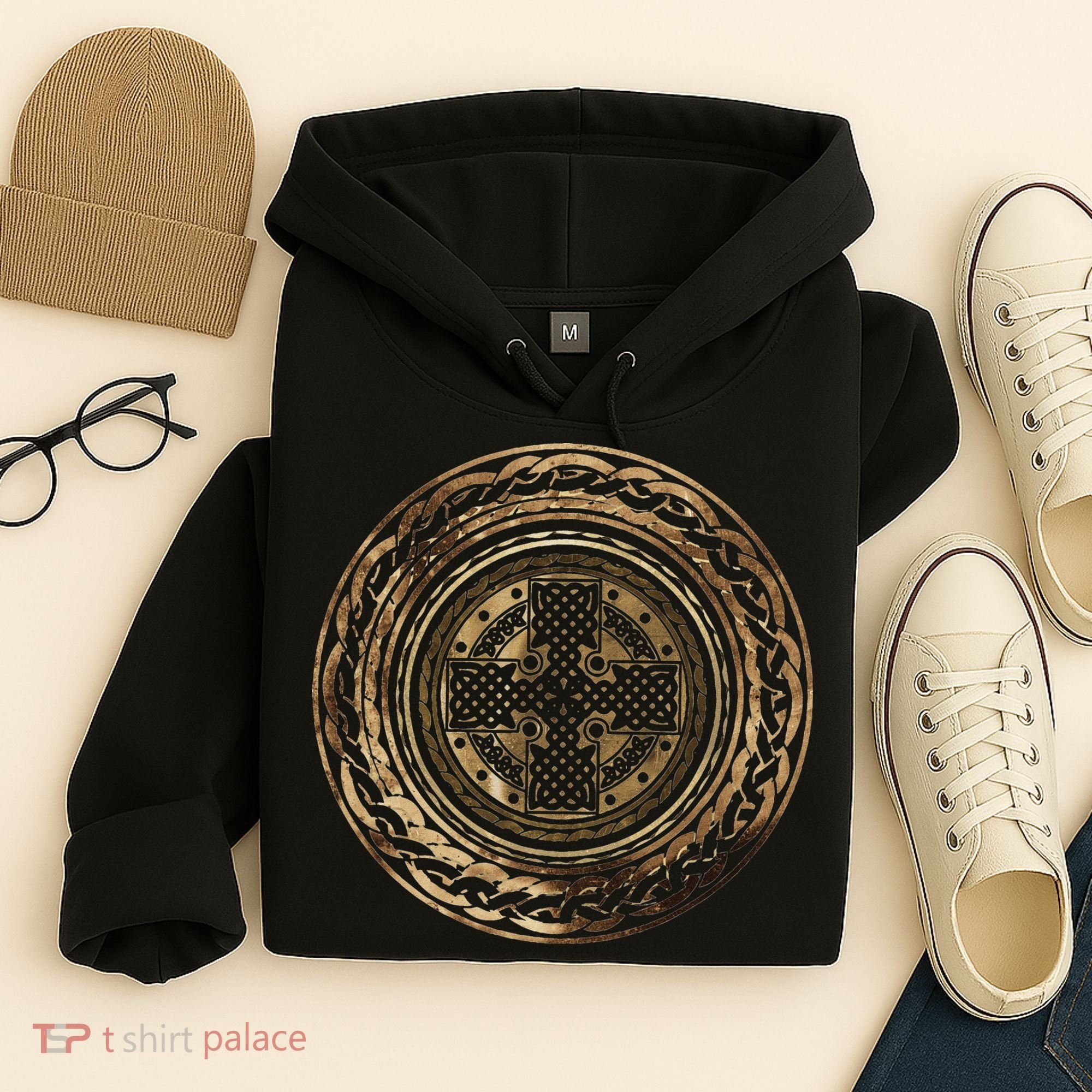 Celtic Cross Knot Irish Scottish Shield Warrior Graphic Hoodie