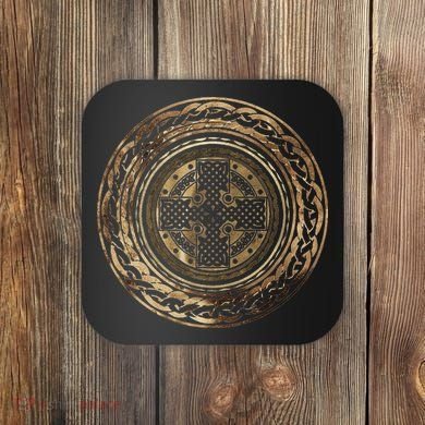 Celtic Cross Knot Irish Scottish Shield Warrior Graphic Coaster