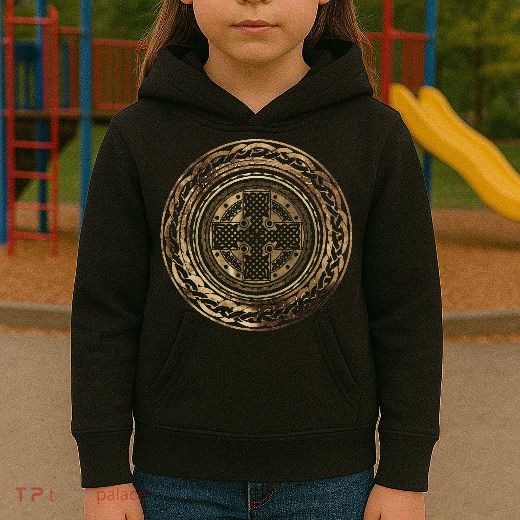 Celtic Cross Knot Irish Scottish Shield Warrior Graphic Kids Hoodie