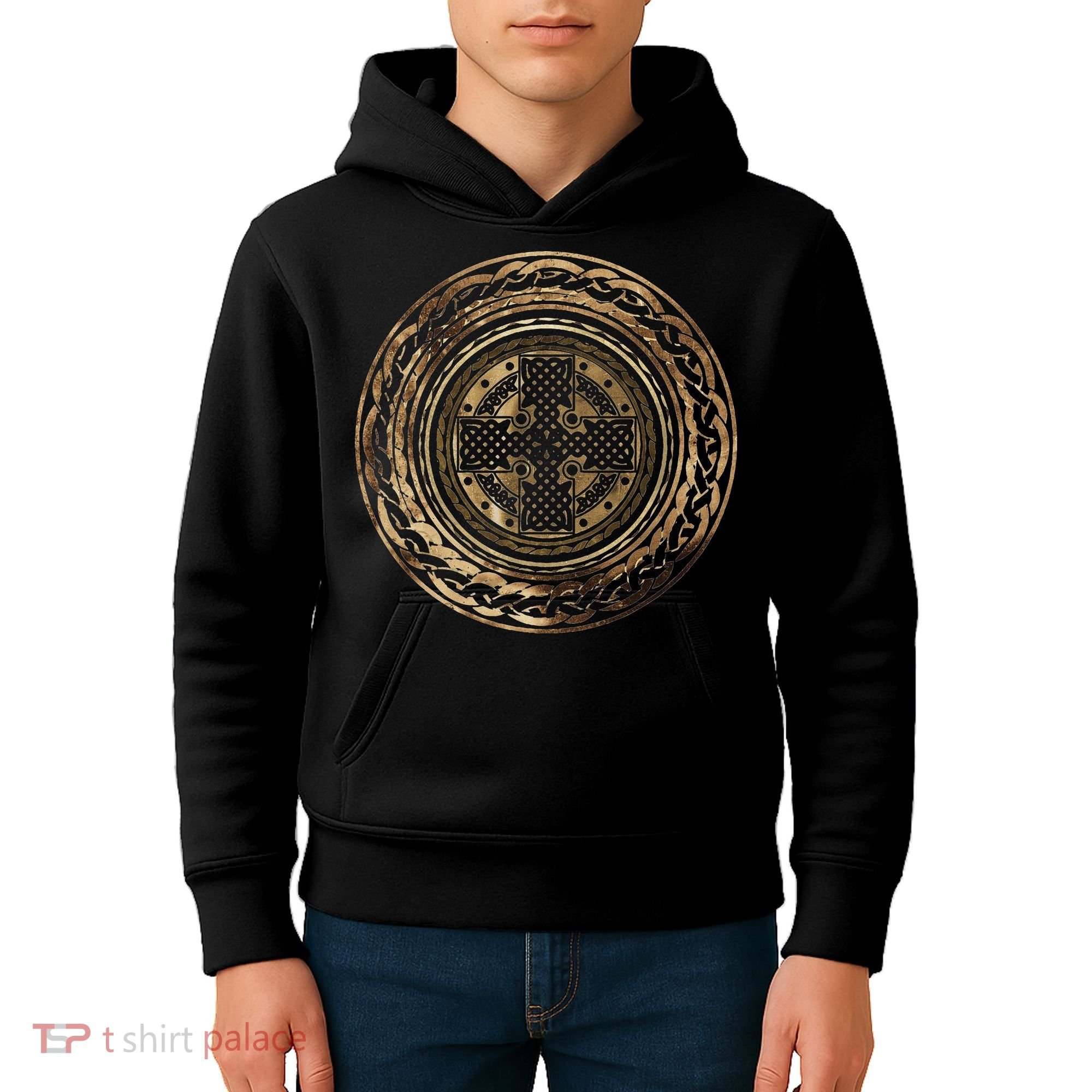 Celtic Cross Knot Irish Scottish Shield Warrior Graphic Kids Hoodie