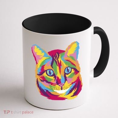 Colorful Cute Kitten Face Coffee Mug back