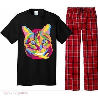 Colorful Cute Kitten Face Pajama Set