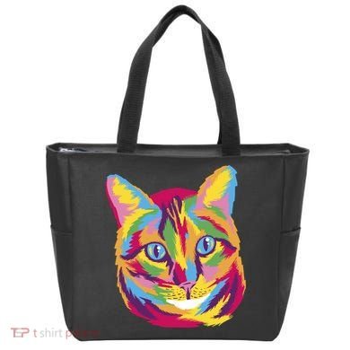 Colorful Cute Kitten Face Tote Bag