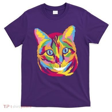 Colorful Cute Kitten Face T-Shirt