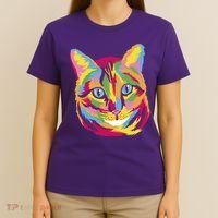 Colorful Cute Kitten Face T-Shirt thumb 4