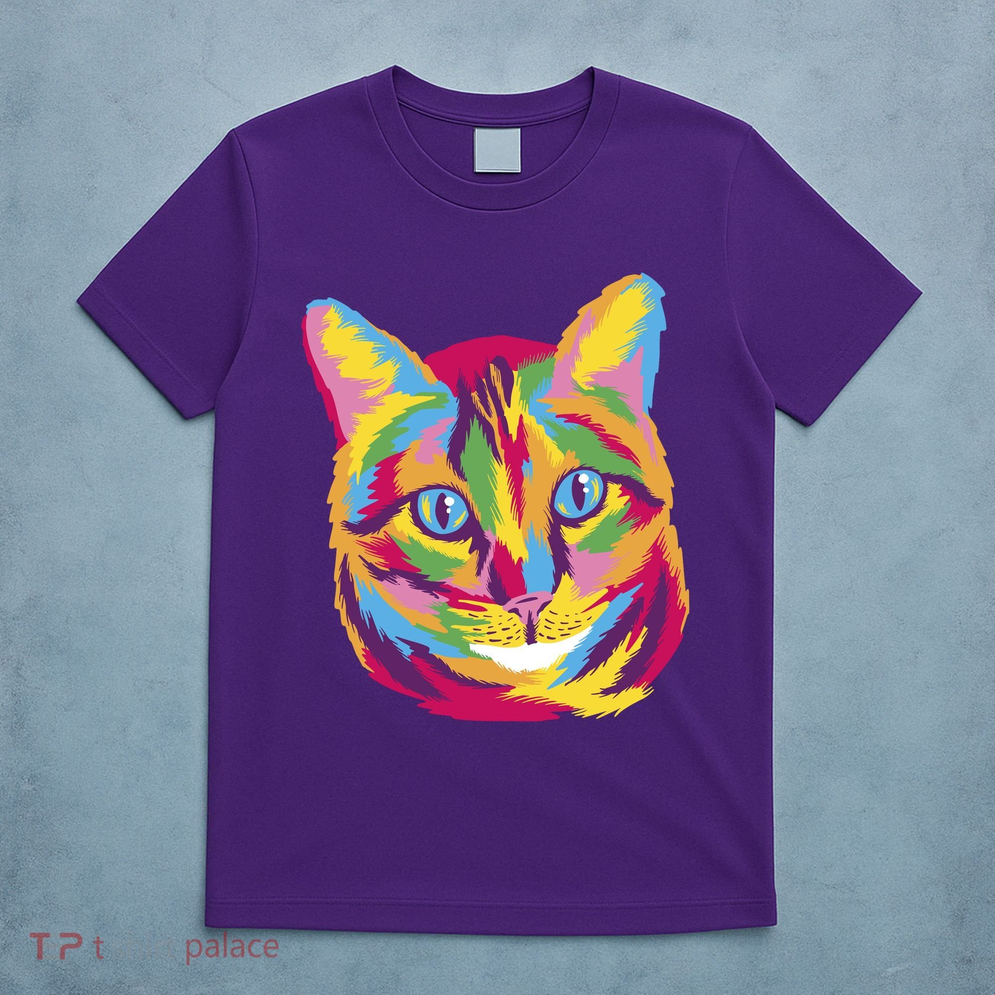 Colorful Cute Kitten Face T-Shirt