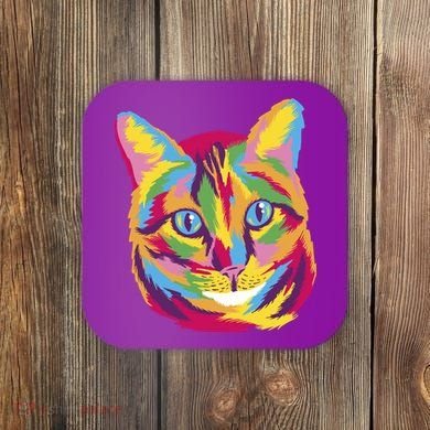Colorful Cute Kitten Face Coaster