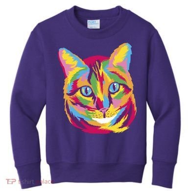Colorful Cute Kitten Face Kids Sweatshirt