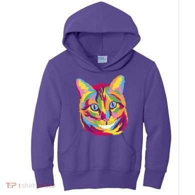 Colorful Cute Kitten Face Kids Hoodie