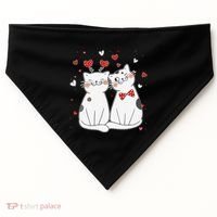 Cute Cats Kittens & Hearts Valentines Day Gift USA-Made Doggie Bandana thumb 0