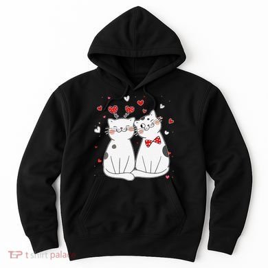 Cute Cats Kittens & Hearts Valentines Day Gift Hoodie